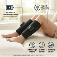 Masseur de mollets sans fil avec chaleur et vibrations, enveloppes de compression sans fil pour les jambes pour soulager la douleur, 3 modes, 3 intensités, rechargeable