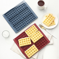 Moule à gaufres en silicone écologique résistant à la chaleur à 6 cavités, outils de pâtisserie DIY, gâteaux, biscuits, chocolat, antiadhésif, démoulage facile, manuel