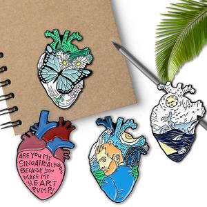 ขายส่งซอฟท์โลหะอวัยวะหัวใจเคลือบ Pins แพทย์พยาบาลหัวใจปกขา - Product Image 2