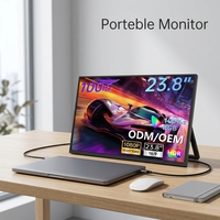 Monitor Portátil de 23.8 Pulgadas, 100Hz, FHD 1080P, IPS, Extensor de Pantalla para Laptop, Tipo C HD, para Juegos, Oficina y Negocios