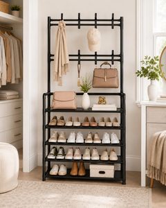 Porte-chaussures simple en métal, étagère à vêtements multi-niveaux suspendue pour la maison, la cuisine, la salle de bain et le garage - Product Image 2