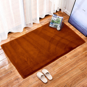 Tapis rectangulaire en fausse fourrure de lapin épaissie, couleur unie, antidérapant, moderne, pour salon, chambre, tapis de sol - Product Image 3