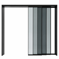 Porte coulissante en aluminium triple rail ultra-plate robuste et moderne avec verre dépoli et panneau plein pour cloison intérieure