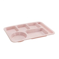 GEMEI Rectangular Lightweight Wheat Straw Tableware Eat Plates Plastic Divided Dish Plates With Compartments