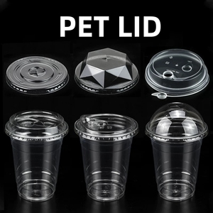 ฝาครอบแก้วพลาสติก PET แบบใส ฝาโดมแบบแบน ใช้แล้วทิ้ง สำหรับเครื่องดื่มเย็น สำหรับแก้วกาแฟและชานมไข่มุกพลาสติก PET - Product Image 1