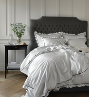 Parure de lit de luxe en percale 100% coton 300TC avec logo brodé, collection maison, taille Queen, pour toutes les saisons