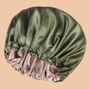 Two Bonnet Double Layer Satin Silk for Women Curly Long Shower Hair Bonnets Sleeping Cap - Product Image 1