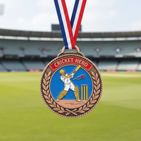 Medallas de críquet personalizadas, medallas de oro para el jugador del partido, fábrica de premios, trofeos y medallas de críquet OEM al por mayor