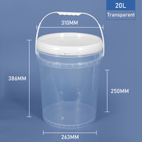 Ember Plastik Transparan 20L Anti Bocor untuk Penyimpanan Deterjen, dengan Tutup, Food Grade, Ember 5 Galon