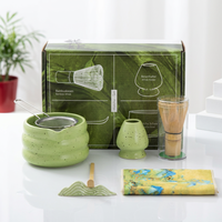 Ensemble de 7 ustensiles à thé matcha japonais mignons, bol en céramique, fouet en bambou, support, brosse, kit complet de matcha pour la cérémonie du thé