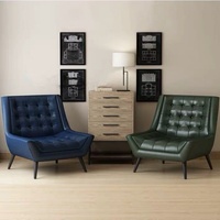 Fauteuil moderne en cuir PU avec structure en bois massif, chaise de lecture décontractée pour petit bureau ou salon