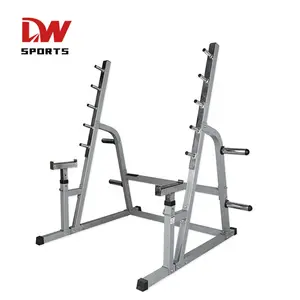 DW SPORTS Squat Rack Combo Half Power Cage with Adjustable Spotter Arms for Weight Lifting