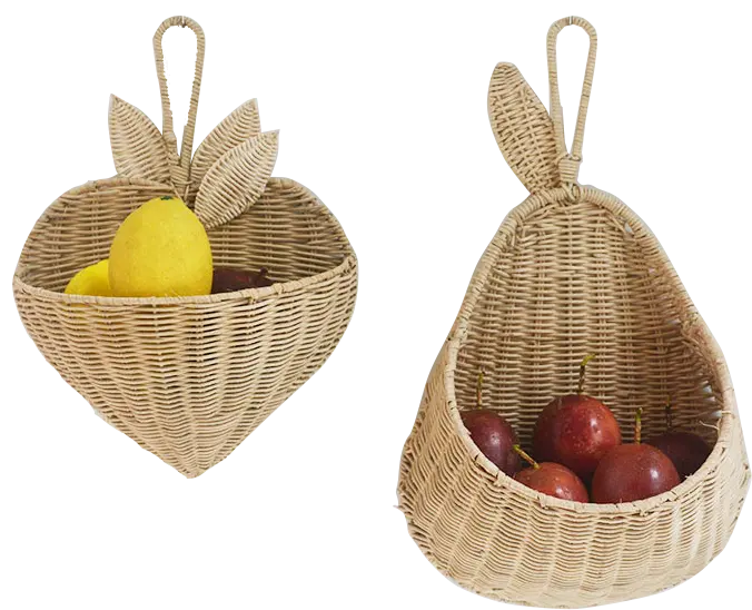 Huangtu Wall Hanging Natural Wicker Rattan Hanging Decoration Flower Pot For Home Decoration