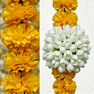 Artificial Marigold <b>Hanging</b> Garland Yellow <b>White</b> Floral String for Wedding Decoration Festival Decor Temple Pooja Home - Product Image 2