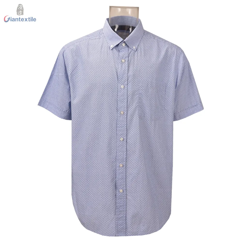 Moq Hochwertiges Herren hemd Lavendel Baumwolle Kurzarm Chambray Print Freizeit hemd für den Urlaub