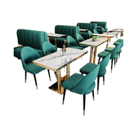 Meubles de restaurant modernes, sièges en velours vert, canapé de cafétéria, ensemble de meubles de café pour restaurants et bars