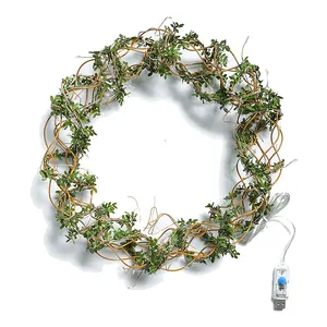 New LED Artificial Leaves Vine String Lights Garland Floral LED Crown Wreath Girls' Hair Accessories Wedding Decorative Lighting