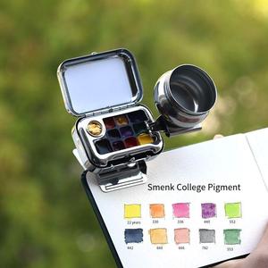 Mini kit de peinture aquarelle 12 couleurs, palette métallique portable de voyage, coffret vintage pour artistes, étudiants et croquis - Product Image 6