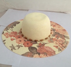 Chapeau <span class=keywords><strong>Capeline</strong></span> en Paille de Papier pour <span class=keywords><strong>Femme</strong></span>, Imprimé Floral, avec Chaîne de Perles Souple, Circonférence Réglable, Design Élégant - Product Image 5