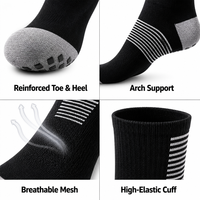 Chaussettes de football athlétiques en coton et nylon respirantes avec logo personnalisé de haute qualité, antidérapantes, pour hommes