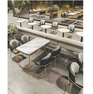 Mobiliario de cafetería comercial moderno y de lujo ligero, juego de sillas y mesas de mármol para restaurantes y bares - Product Image 2