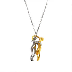 Collares de Moda 2026, Joyería Hipoalergénica de Acero Inoxidable 316L, Chapado en Oro PVD de 18k, Collar con Diseño de Pareja Abrazándose para Parejas - Product Image 5