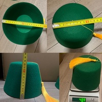 Costume de fête turc Tarboosh, chapeau Fez marocain rouge et vert avec pompon doré et noir, unisexe pour adultes