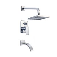 Système de pomme de douche en laiton, ensemble de baignoire-douche à montage mural encastré, colonne de douche de pluie, thermostatique à poignée unique