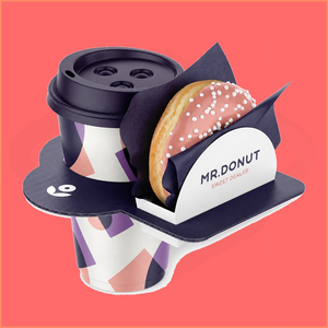 Koffiekoekjes-sandwich combo doos met deksel, wegwerpbaar cafe meeneemverpakking, grab-and-go maaltijd schaal, ontbijtset, bekerhouder - Product Image 3