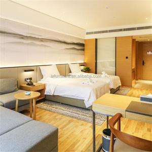 Complete Hotel Bedroom Furniture Sets Modern Wooden Bed Fame <b>With</b> Sofa <b>Desk</b> Wardrobe Side Table & Nightstands For 3 Star Hotel - Product Image 5
