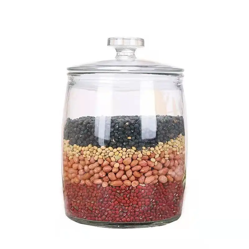 Kitchen storage food rice jar wholesale thickened multi-grain glass jar 20 catty large caliber coffee bean pickle jar