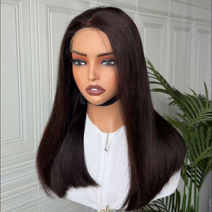Peluca Bob Recta Sin Pegamento de Cabello Humano, Lista para Usar, Encaje Precortado, Negro Natural, Ideal para Principiantes, Venta al por Mayor - Product Image 1