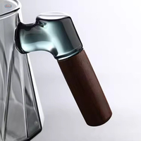 Tasse à thé moderne en verre de 450 ml avec poignée en bois, infuseur et couvercle – Ensemble de vaisselle à thé avec filtre pour une expérience de dégustation optimale