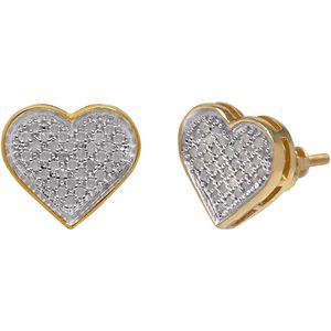 Jewelspaark 10K Gold Diamond Heart Stud Earrings 0.23 Ct Round Brilliant Cut For Women 10mm Length - Product Image 1