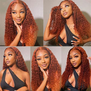 200% densité bouclés cheveux vierges vague profonde Hd 13x6 perruque frontale cheveux humains gingembre couleur dentelle perruque pour les femmes noires - Product Image 6