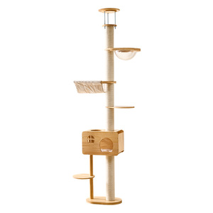 Árbol para gatos de madera maciza de 4 niveles, estructura de escalada resistente con cama y poste rascador para gatos de interior - Product Image 4