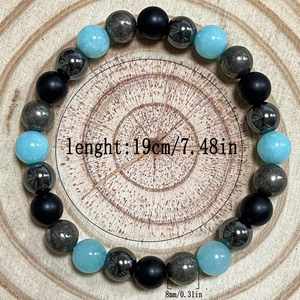 Bracelet en pierre naturelle avec perles de verre colorées, équilibre Yin Yang, échantillon de pré-production du fabricant vérifié et très bien noté - Product Image 1