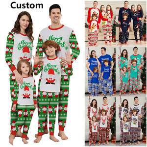 Póngase en contacto conmigo para obtener el catálogo personalizado 2024, los últimos pijamas familiares a juego, nuevo diseño, <span class=keywords><strong>conjunto</strong></span> de pijamas navideños para mamá y yo familiares a rayas - Product Image 4