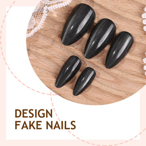 <span class=keywords><strong>Uñas</strong></span> Postizas de Almendra <span class=keywords><strong>Negras</strong></span> con Efecto Ojo de Gato, 24 Piezas, <span class=keywords><strong>Uñas</strong></span> Acrílicas Personalizadas, <span class=keywords><strong>Uñas</strong></span> Adhesivas de Presión - Product Image 3