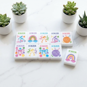 Portable Eco-Friendly Beauty Theme Acrylic Mahjong Set Colorful Printed Tiles 4 Players Travel Game Kit <b>Folding</b> <b>Legs</b> Zipper Bag - Product Image 1
