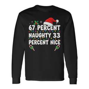 Camiseta de manga larga Six Seven Christmas 67 Percent Naughty Nice Lights - Product Image 1