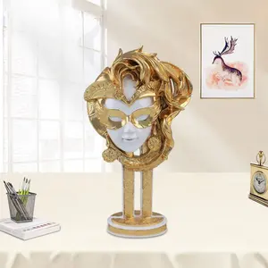 Creative resin sculpture crafts beautiful girl wearing face resin art statue home decoration