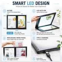 Usine Pas de quantité minimale de commande Personnalisé KTV Boîte de Nuit Restaurant Rechargeable Simple Double Triple A4 A5 Led Menu Livre