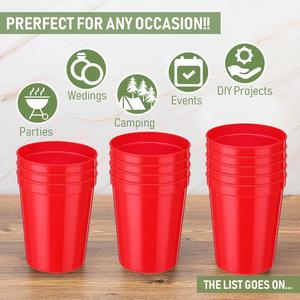 Gobelets en plastique réutilisables personnalisés avec logo pour fêtes, anniversaires, pique-niques, événements sportifs, mariages, stades, cadeaux promotionnels - Product Image 2