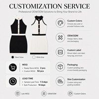 Robe moulante en maille pour femme avec logo personnalisé OEM ODM, boutons dorés, col halter perlé, mini, sans manches, été, contraste chic à la française