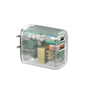 Cargador de pared rápido PD de 20W, adaptador de corriente móvil transparente USB A + C para <span class=keywords><strong>iPhone</strong></span> QC 3,0, enchufe de pared, certificado RoHS ETL FCC, OEM ODM - Product Image 5
