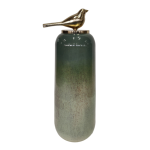 Vasi cilindrici moderni con coperchio a forma di uccello, decorazione in vetro per soggiorno, elegante set di vasi per fiori. - Product Image 4