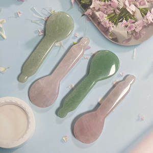 Cucchiaio per scolpire avventurina al quarzo rosa di giada di cristallo, penna per digitopressione Gua Sha Face Massager - Product Image 4