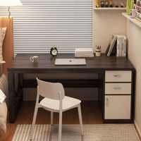 Bureau de travail robuste en MDF avec cadre métallique et tiroirs de rangement, poste de travail informatique pour chambre à coucher