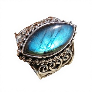 925 <b>Sterling</b> <b>Silver</b> Labradorite Marquise Cut Gemstone Ring Classic Women's <b>Wedding</b> Anniversary Birthstone Gift Wide <b>Band</b> Ring - Product Image 3